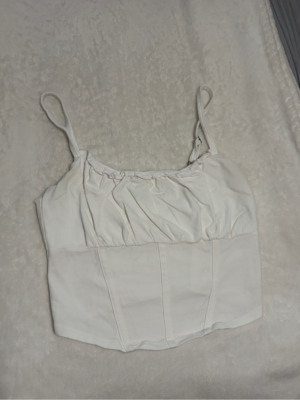 Hollister White Ruched Bust Crop Tank